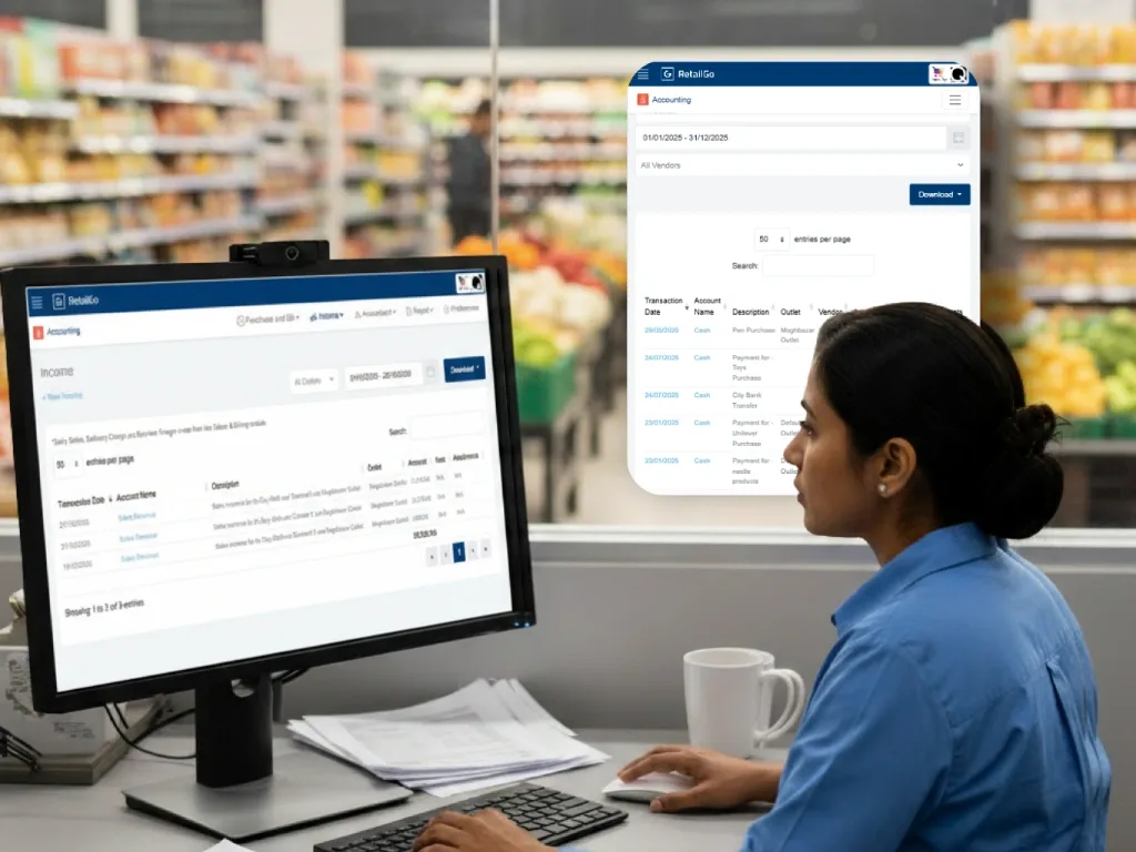 Income and expense recording on POS system