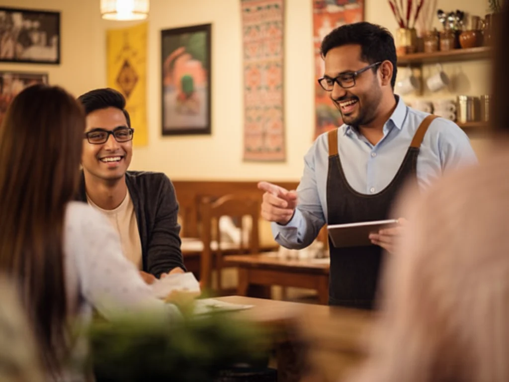Restaurant table layout and reservation screen on a tablet