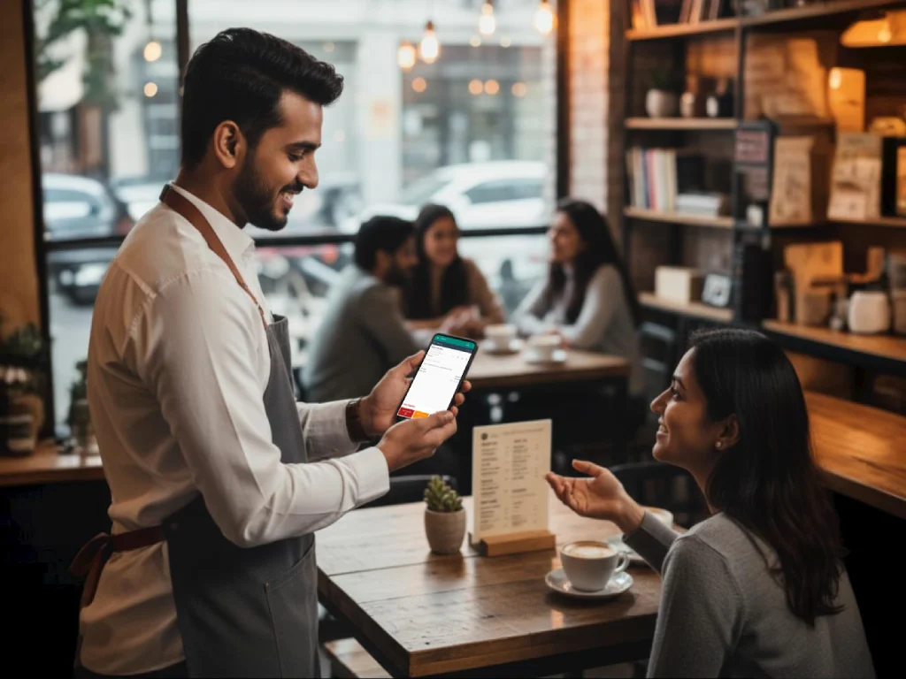 Android tablet and Windows desktop running restaurant POS software