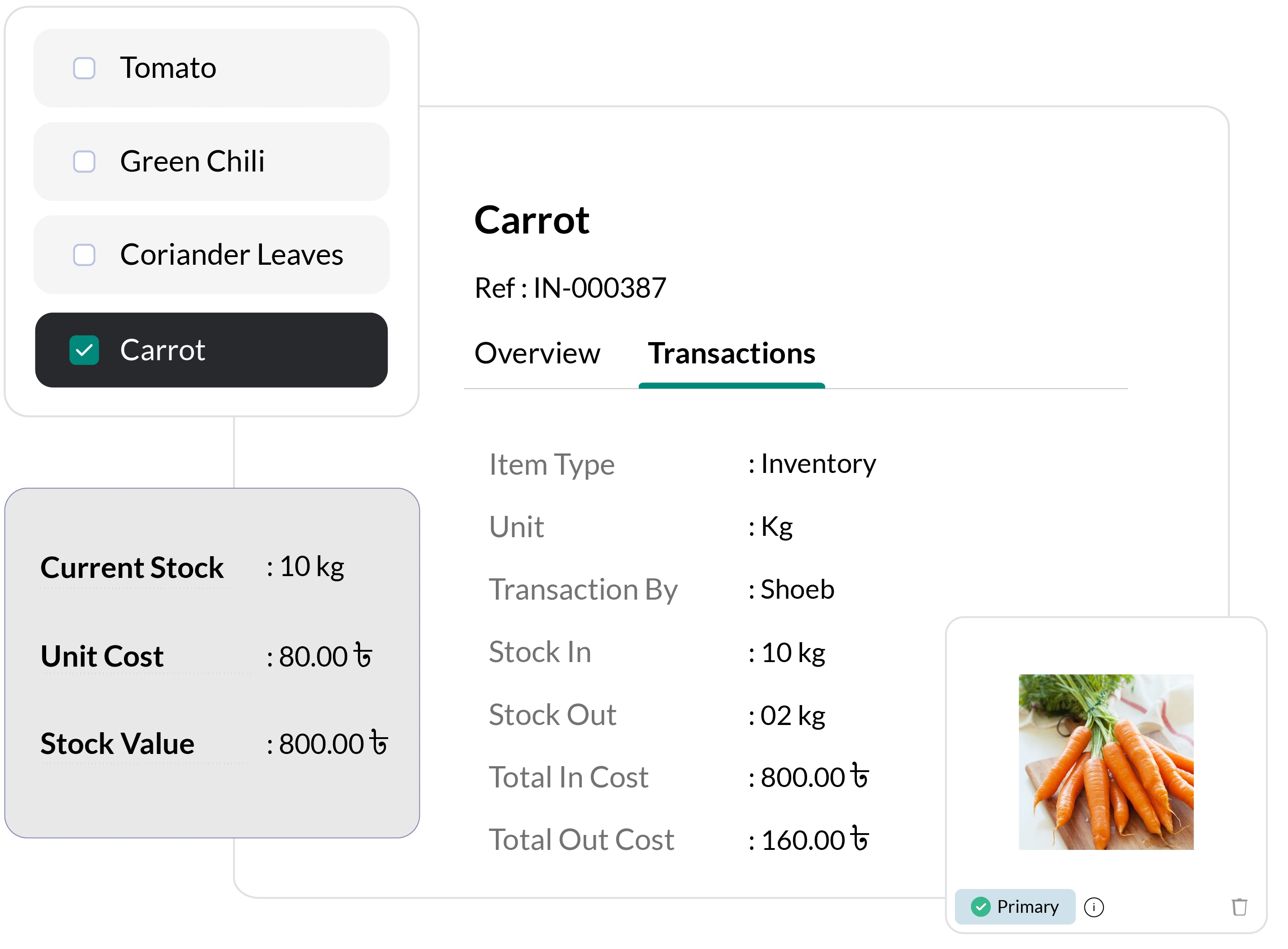 Stay in control of every ingredient, item, and stock movement